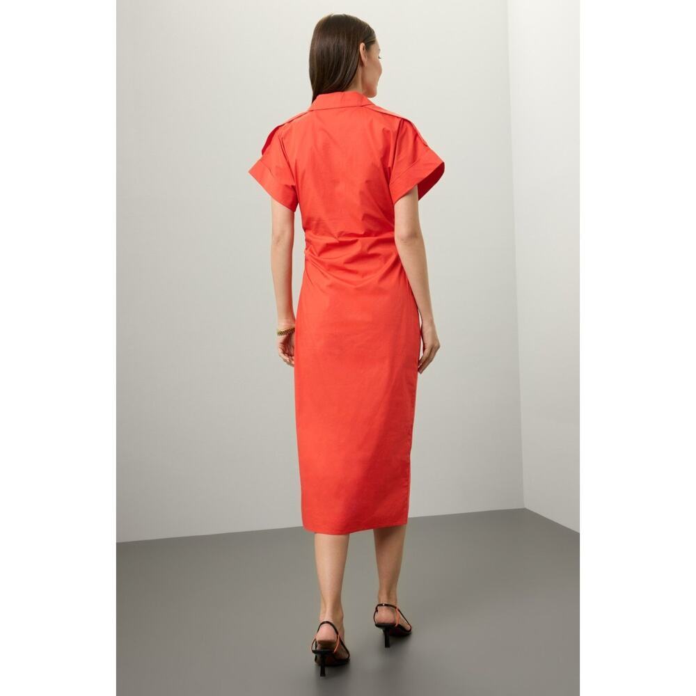 Saunders x RTR Red Ruched Shirt Dress - Picture 2 of 5